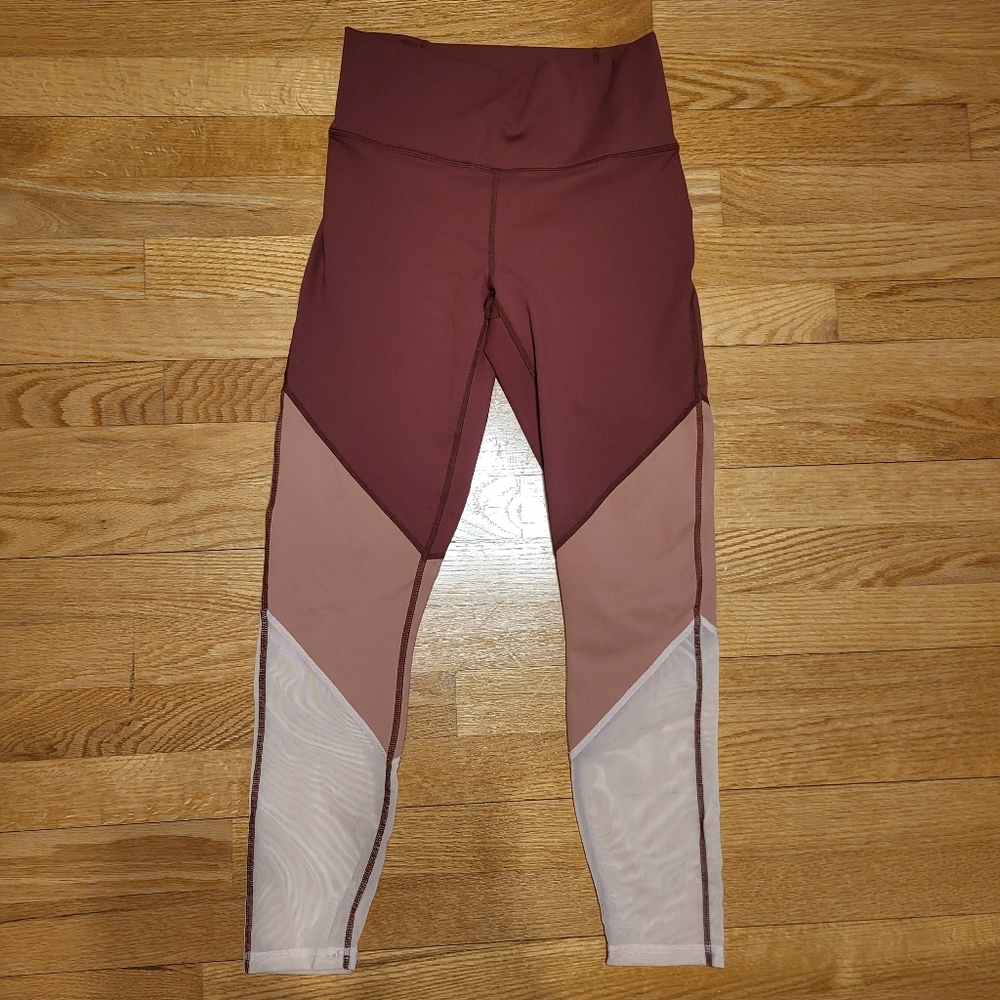 Fabletics Powerhold Leggings in Burgundy and Beige